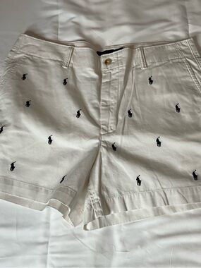 Polo by Ralph Lauren White Shorts with Navy Pony Embroidery